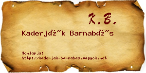 Kaderják Barnabás névjegykártya